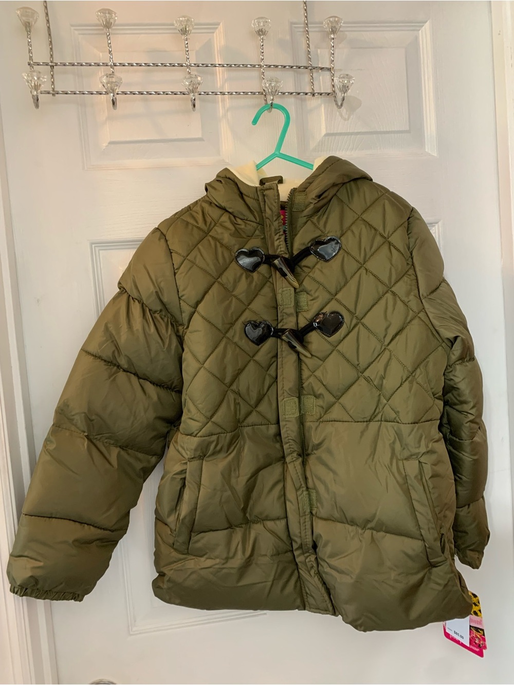 Girl’s Pink Platinum size large (10/12) NWT fleece lined coat with hood/pockets